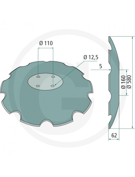 Orný disk ozubený Ø580mm
